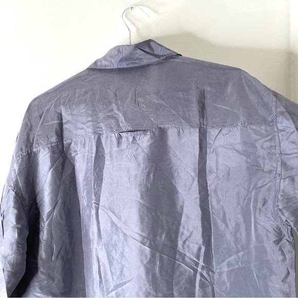 Jonathan Martin Silk Metallic Grey Button Blouse - Picture 6 of 8